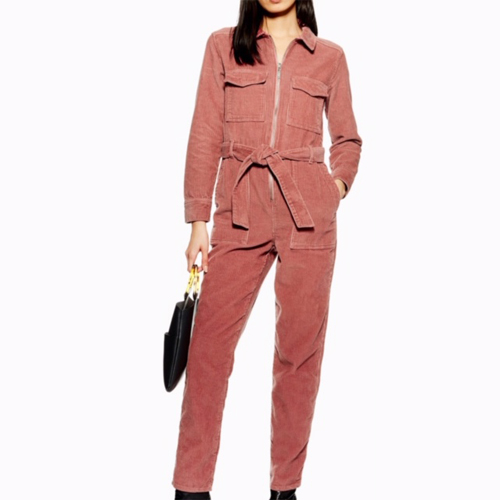 red corduroy jumpsuit