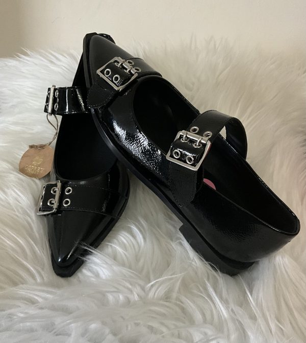 Osprey London black patent pointed  leather shoes