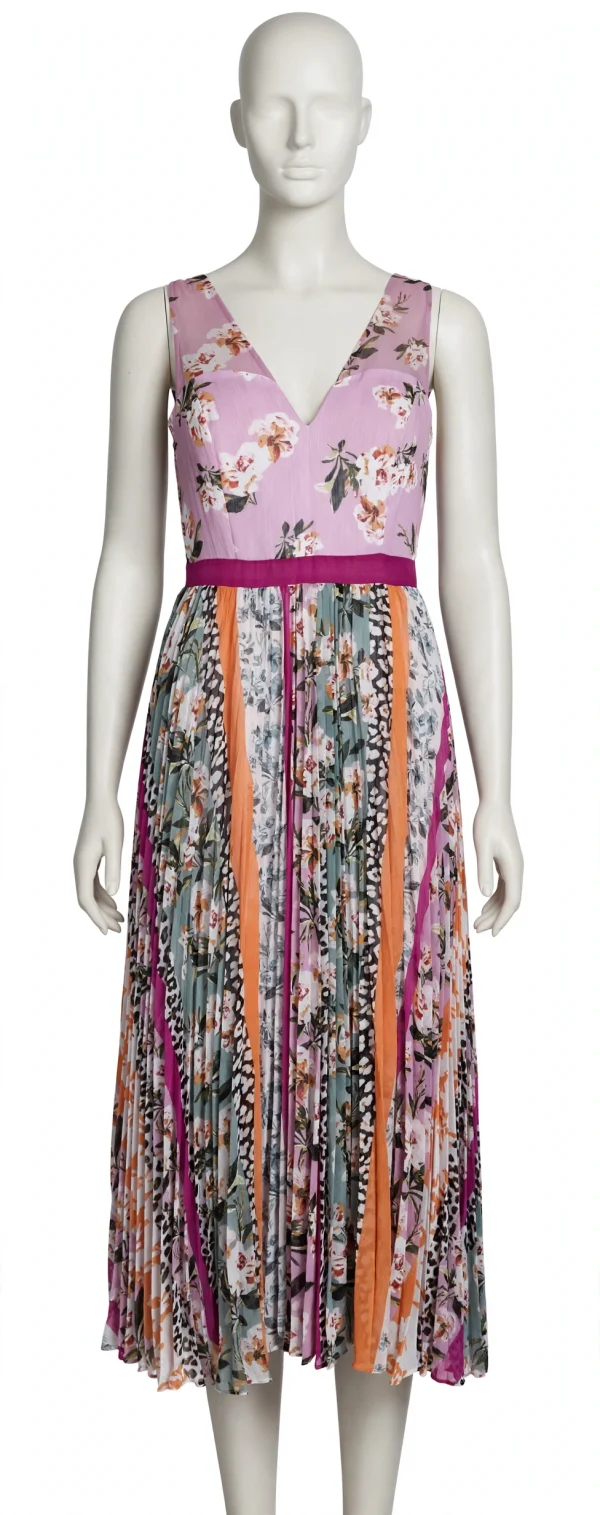 Guess Floral pleated sleeveless midi dress